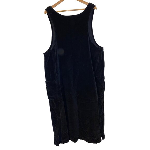 Black Velvet Sleeveless Pull-On Jumper Dress With Pockets By Match Size M - Picture 2 of 5